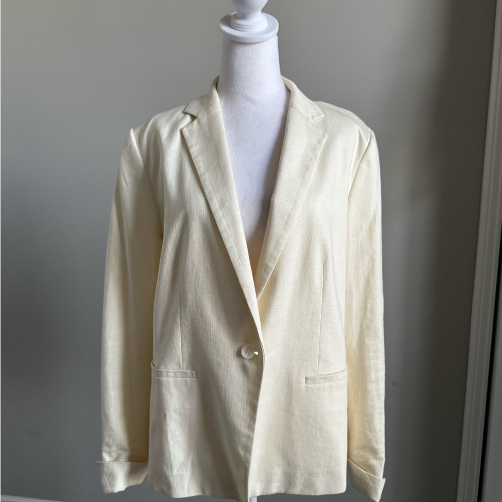 LOFT Cream Linen Blend Blazer Size 12